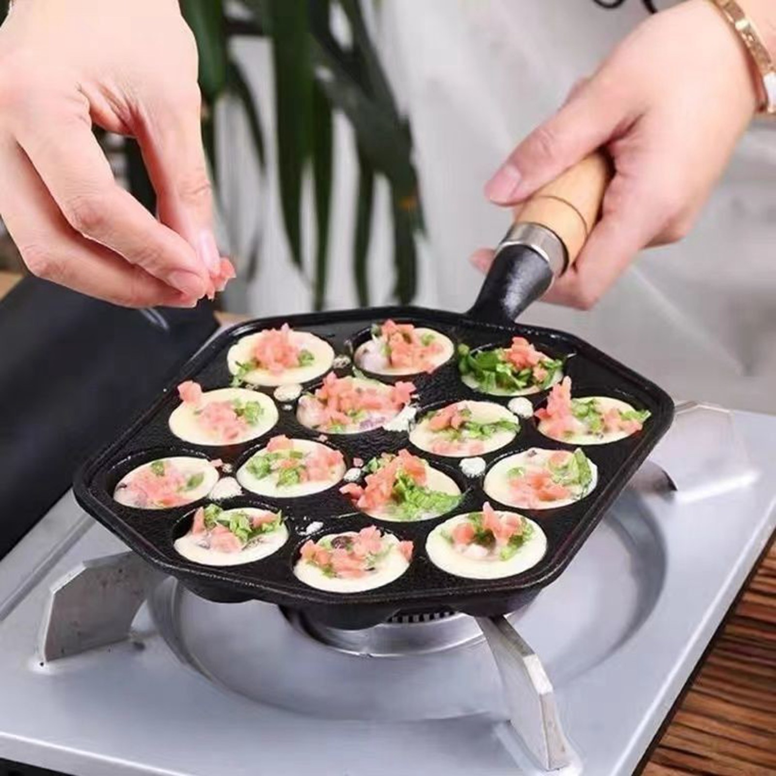 14 Holes Takoyaki Pan Nonstick - Mini Pancake Griddle ulasan dan harga