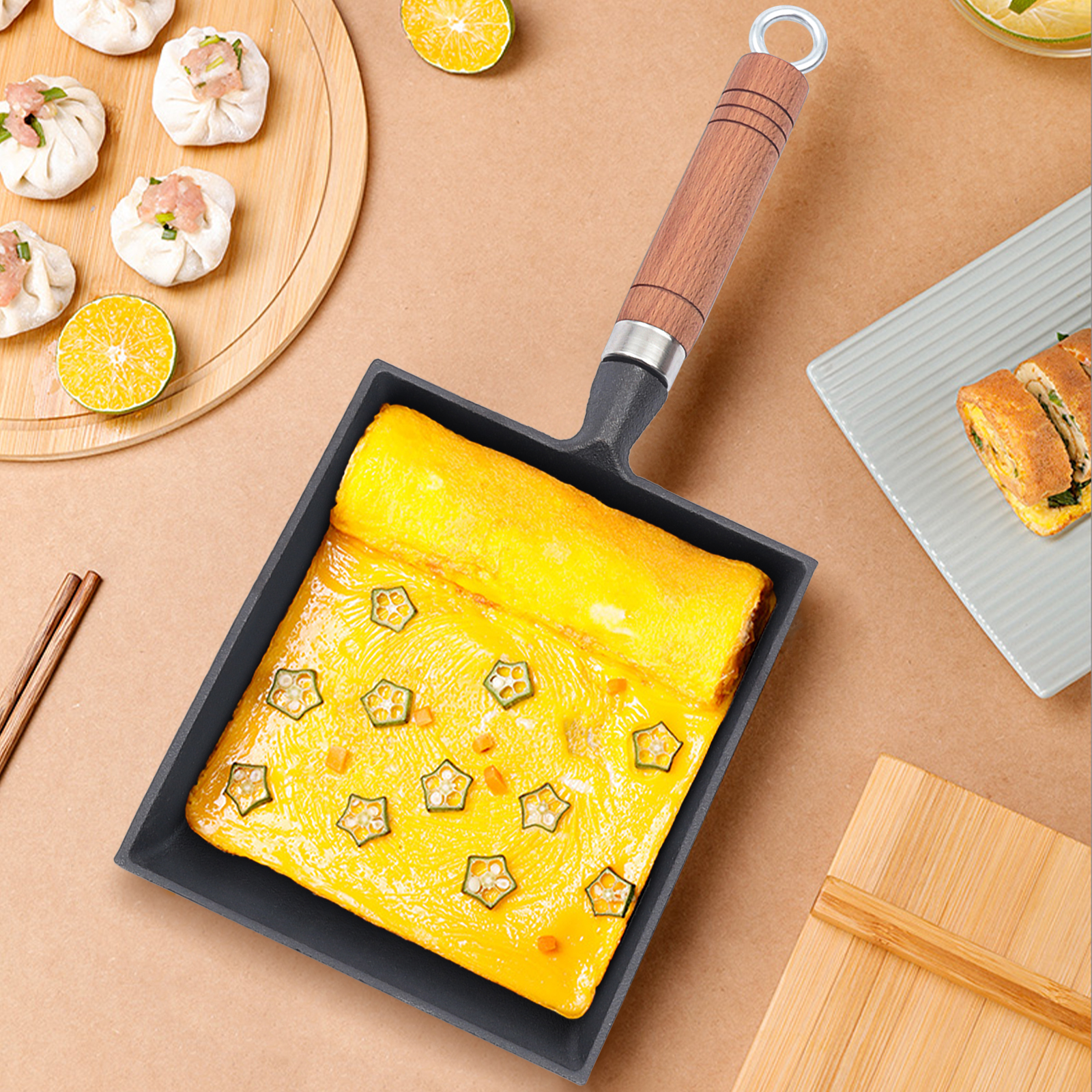 1PCS Egg Fry Pan Square Cast I - Cast Iron Corn ulasan dan harga