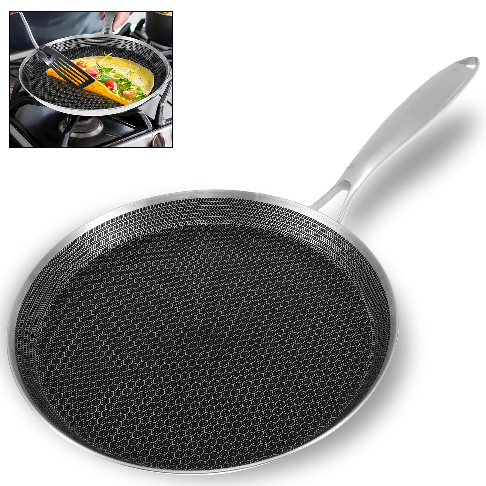 Stainless Steel Frying Pan Non - Danish Pancake Pan ulasan dan harga