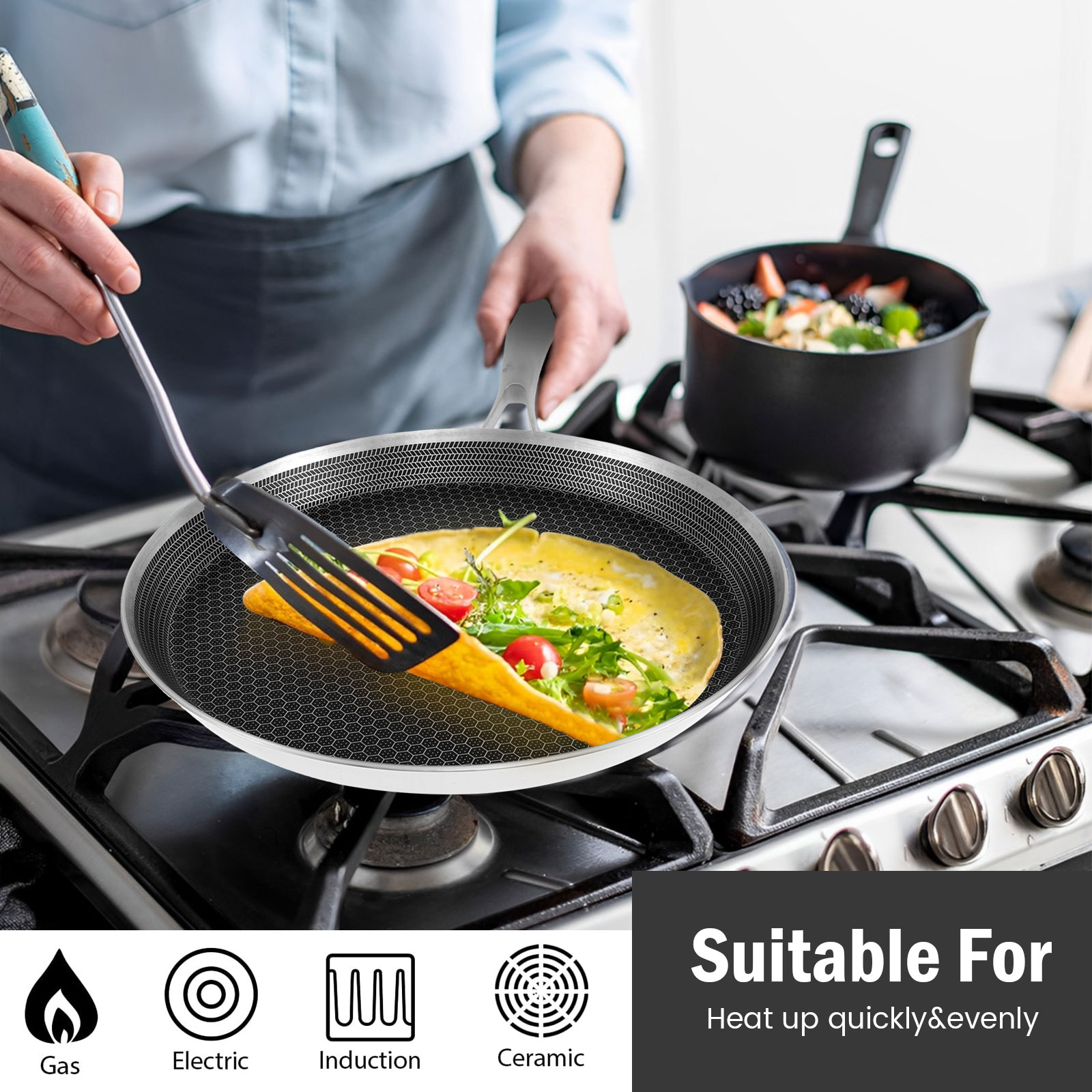 Stainless Steel Frying Pan Non - Danish Pancake Pan ulasan dan harga
