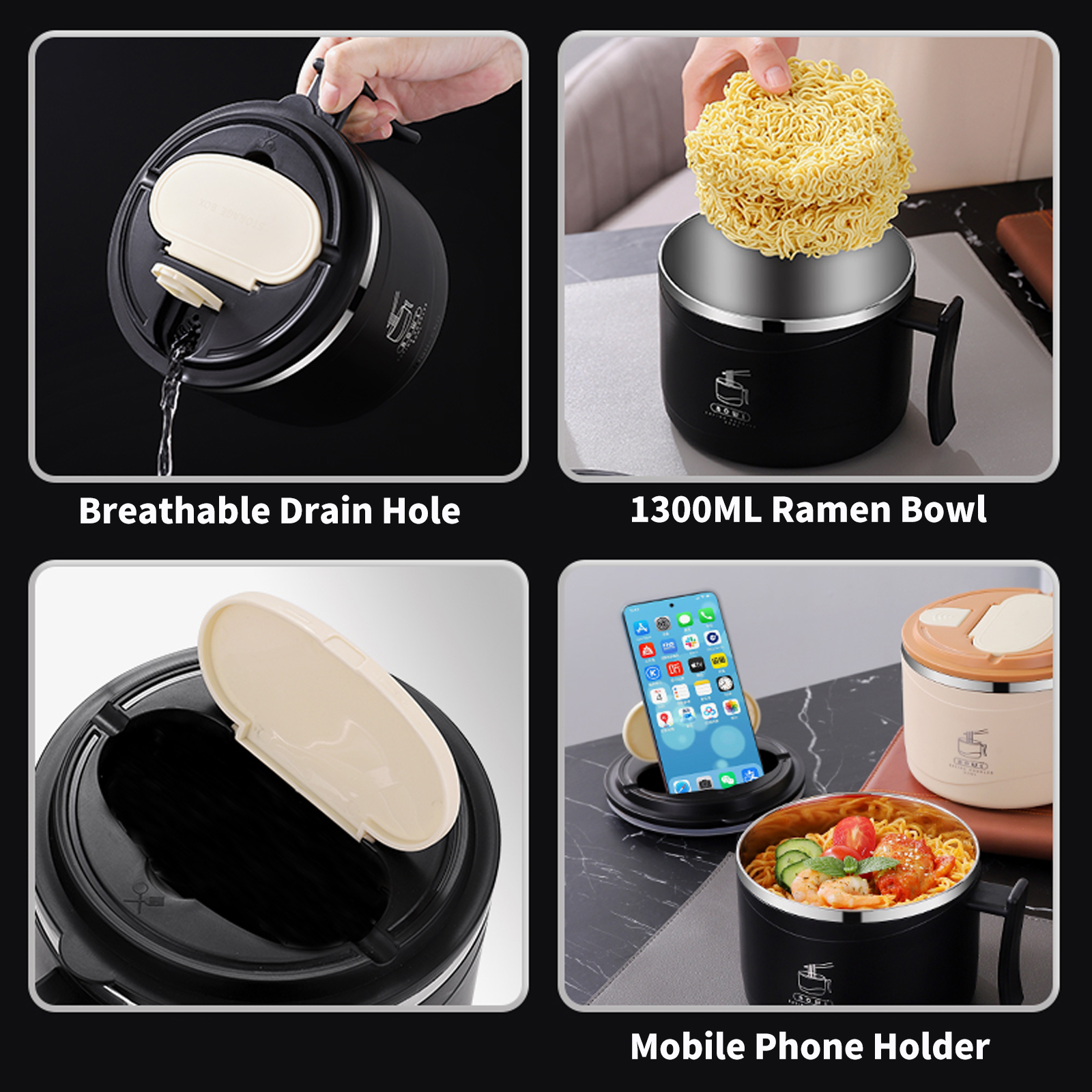 1300ml Ramen Bowl With Lid Sta - Dim Sum Basket ulasan dan harga